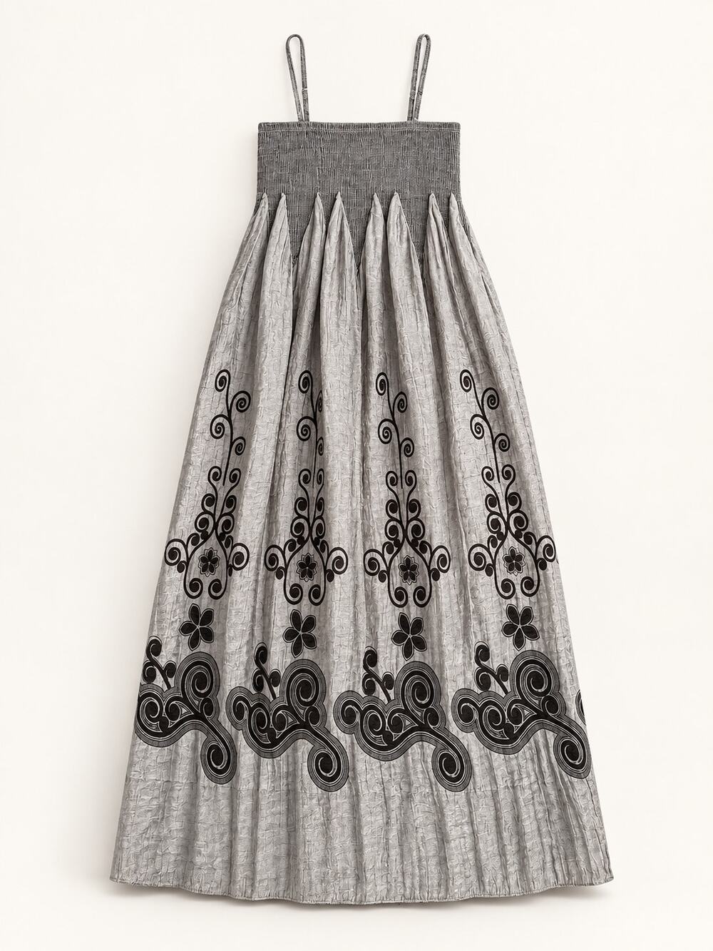 Vintage Y2K Anthropologie Lapis Embroidered Smocked Maxi Dress OS